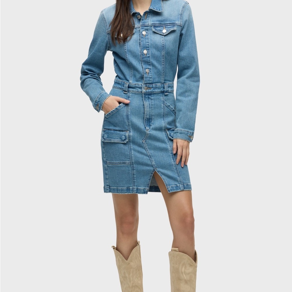 HUDSON long sleeve reconstructed Denim Dress sz. S